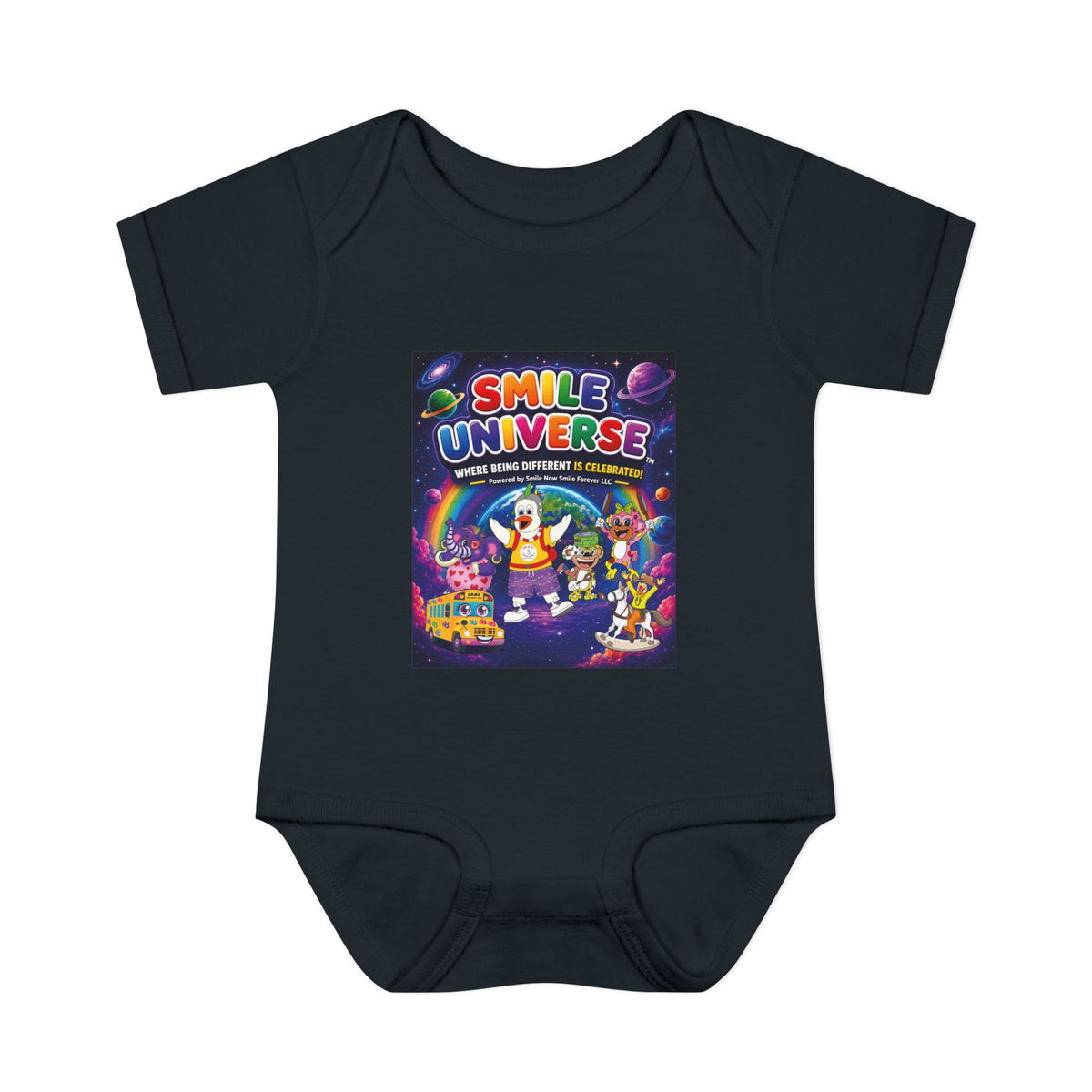 Smile Universe™ Infant Baby Rib Bodysuit – "Where Being Different is CELEBRATED!" Graphic