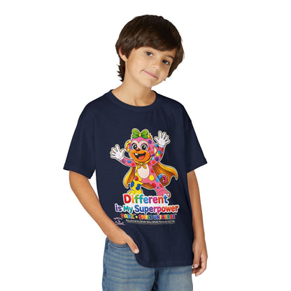 Panz™ Youth DryBlend® T-Shirt – "Different is My Superpower" Graphic | Smile Universe Collection