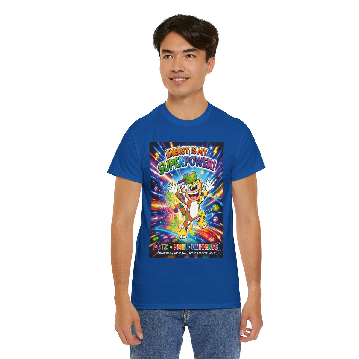 Potz™ Unisex Heavy Cotton™ Tee – "Energy is My Superpower!" Graphic Tee | Smile Universe Collection