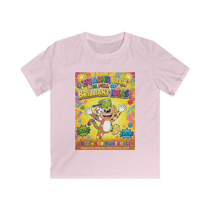 Potz™ Kids Softstyle Tee – "My ADHD Brain is Full of Brilliant Ideas!" Graphic Tee | Smile Universe Collection