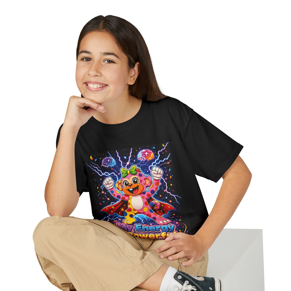 Panz™ Youth DryBlend® T-Shirt – "My Energy is Powerful" Graphic Tee | Smile Universe Collection