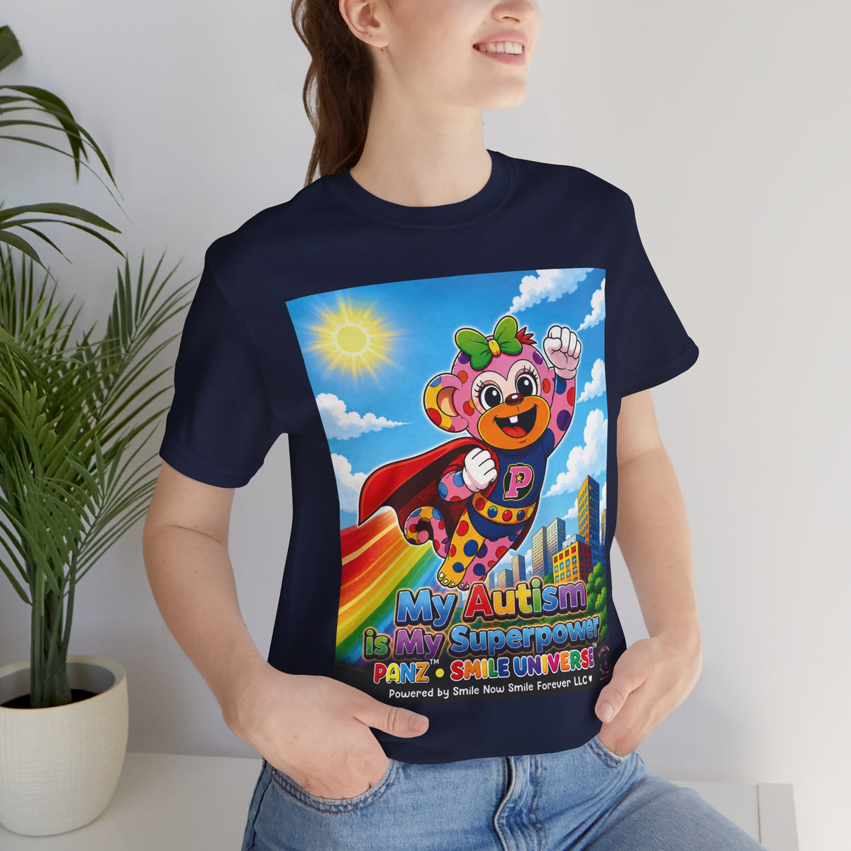 Panz™ Unisex Jersey Short Sleeve Tee – "My Autism is My Superpower" Graphic | Smile Universe Collection