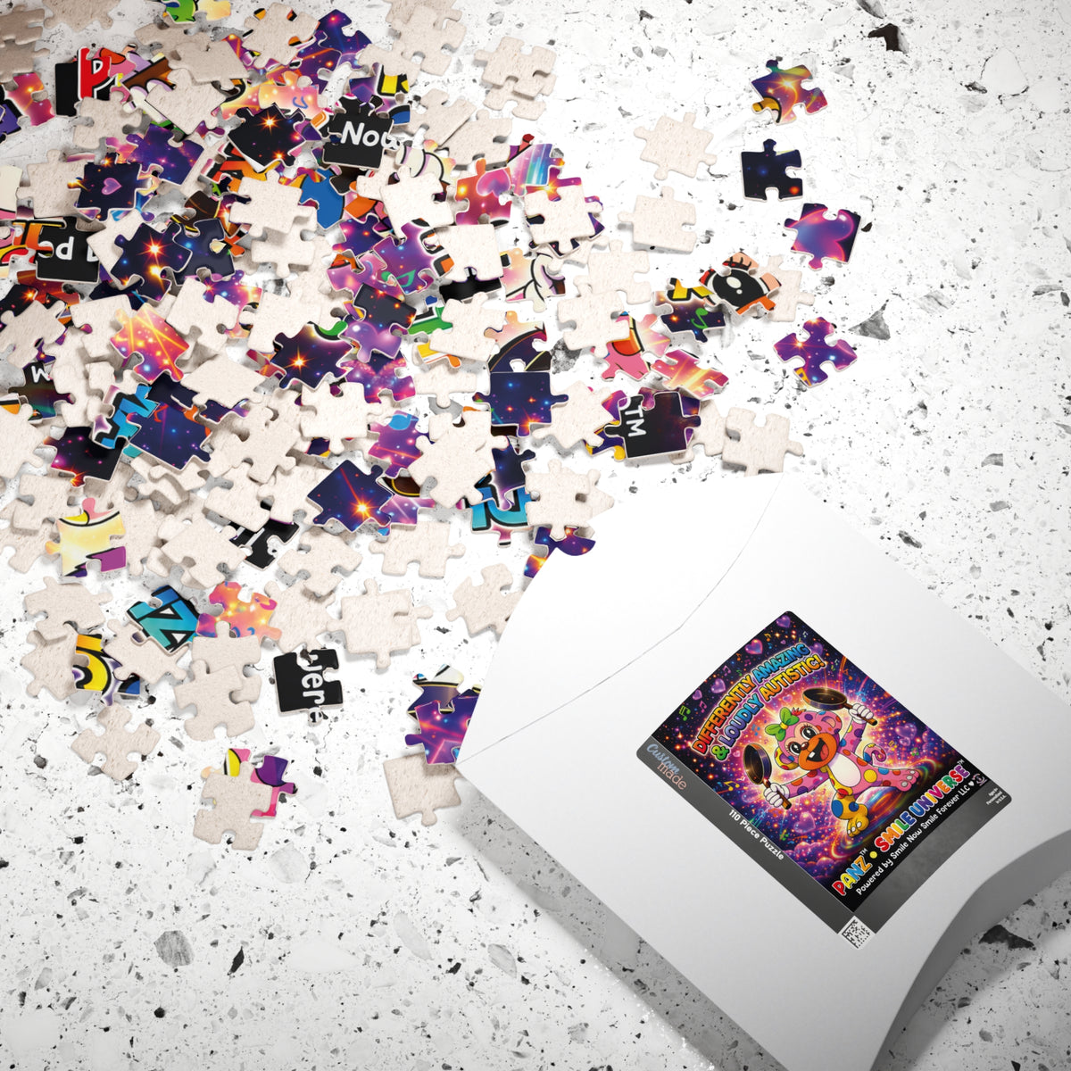 Panz™ Puzzle (110, 252, 520 & 1014-piece) – "Differently Amazing & Loudly Autistic!" Graphic | Smile Universe Collection