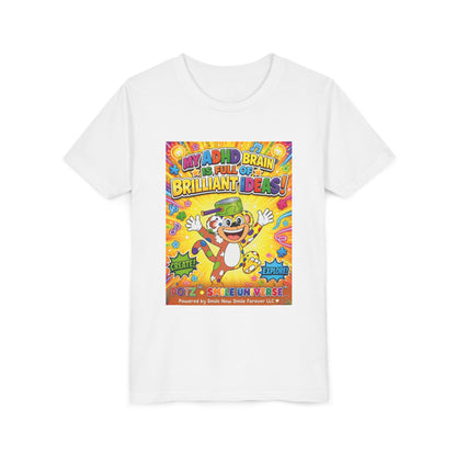 Potz™ Youth Short Sleeve Tee – "My ADHD Brain is Full of Brilliant Ideas!" Graphic Tee | Smile Universe Collection