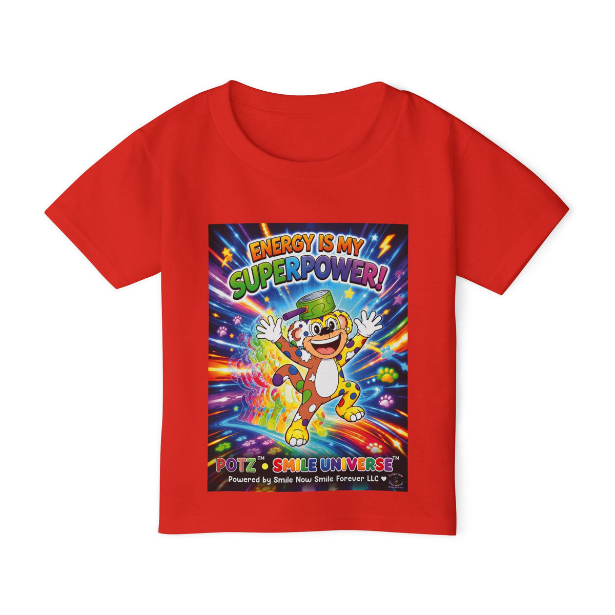 Potz™ Heavy Cotton™ Toddler T-Shirt – "Energy is My Superpower!" Graphic Tee | Smile Universe Collection