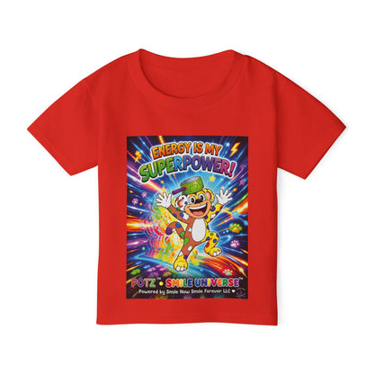 Potz™ Heavy Cotton™ Toddler T-Shirt – "Energy is My Superpower!" Graphic Tee | Smile Universe Collection
