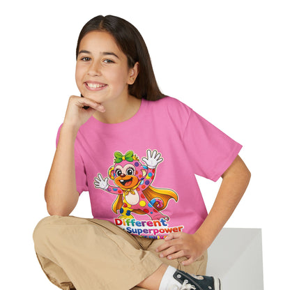 Panz™ Youth DryBlend® T-Shirt – "Different is My Superpower" Graphic | Smile Universe Collection
