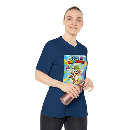 Potz™ Women's Performance V-Neck T-Shirt – "I Guide My ADHD Energy!" Graphic Tee | Smile Universe Collection