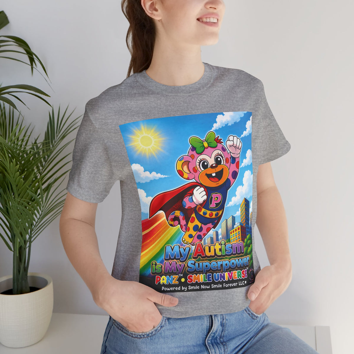 Panz™ Unisex Jersey Short Sleeve Tee – "My Autism is My Superpower" Graphic | Smile Universe Collection
