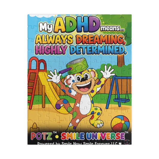 Potz™ Puzzle – "My ADHD Means Always Dreaming, Highly Determined" Graphic Jigsaw Puzzle | Smile Universe Collection