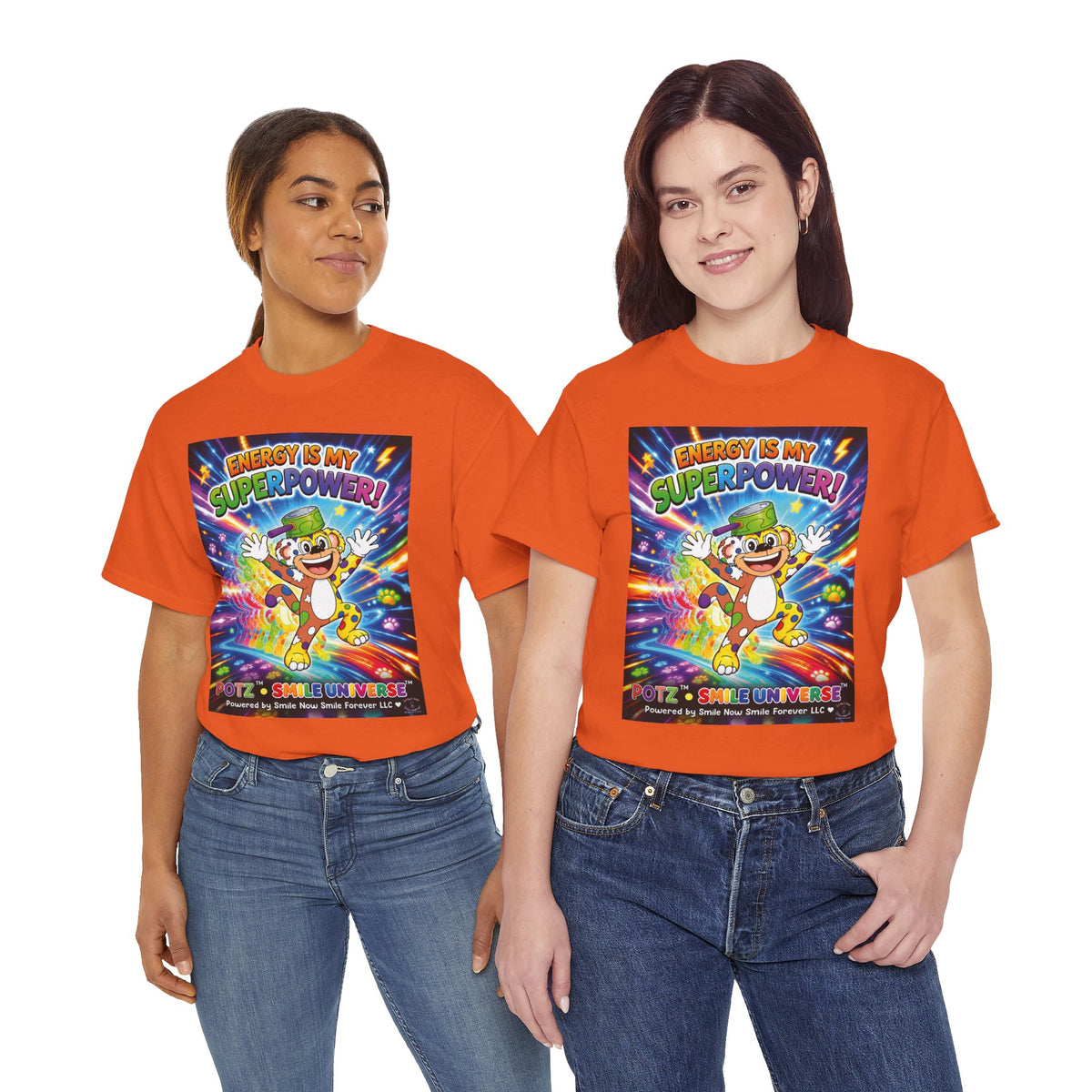 Potz™ Unisex Heavy Cotton™ Tee – "Energy is My Superpower!" Graphic Tee | Smile Universe Collection