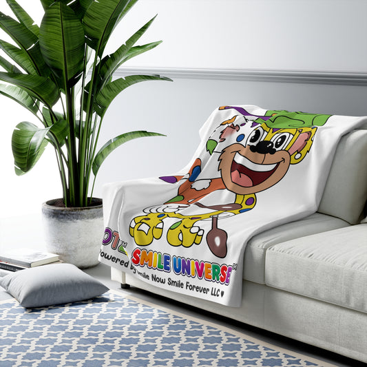 Potz™ Sherpa Fleece Blanket – Playful Graphic Throw | Smile Universe Collection