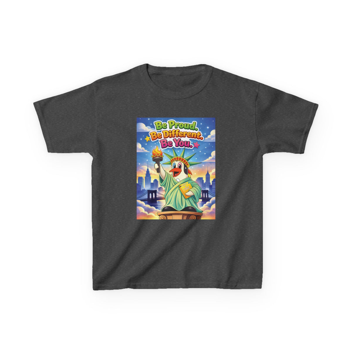 TuBz™M "Be Proud. Be Different. Be You." Kids T-Shirt - Inspirational Graphic Tee
