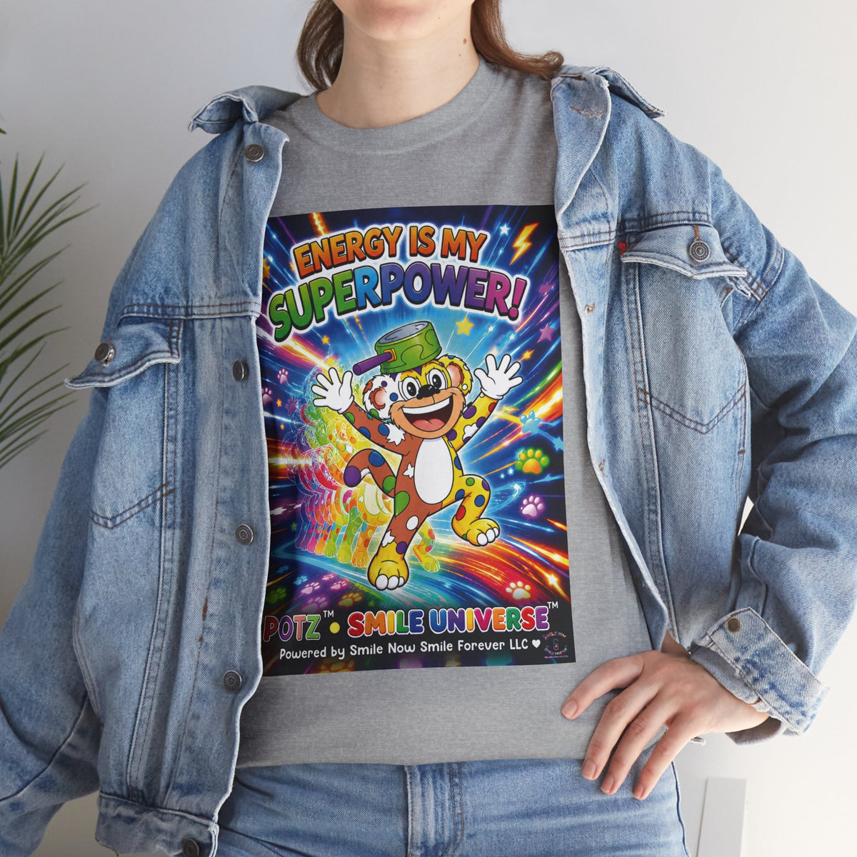 Potz™ Unisex Heavy Cotton™ Tee – "Energy is My Superpower!" Graphic Tee | Smile Universe Collection