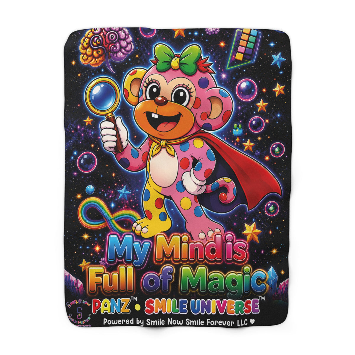 Panz™ Sherpa Fleece Blanket – "My Mind is Full of Magic" Graphic | Smile Universe Collection