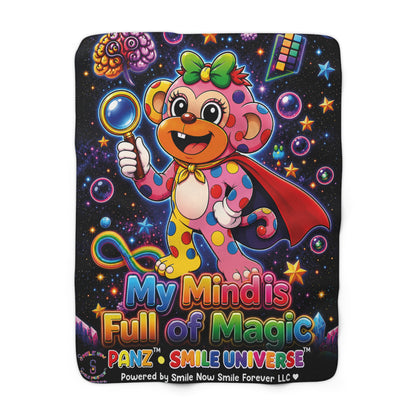 Panz™ Sherpa Fleece Blanket – "My Mind is Full of Magic" Graphic | Smile Universe Collection