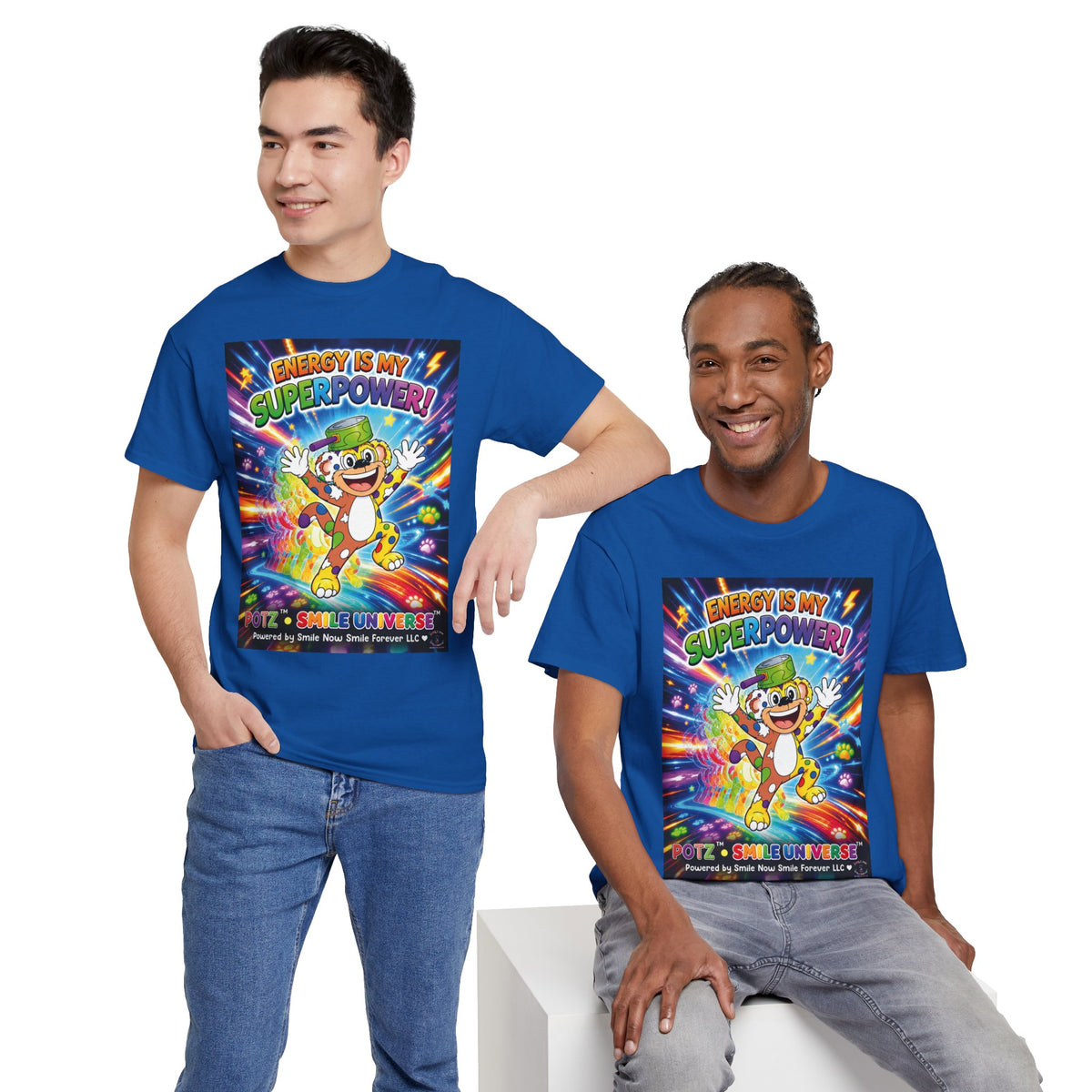 Potz™ Unisex Heavy Cotton™ Tee – "Energy is My Superpower!" Graphic Tee | Smile Universe Collection