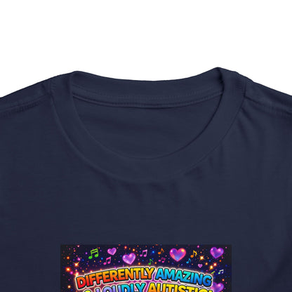 Panz™ Toddler Short Sleeve Tee – "Differently Amazing & Loudly Autistic!" Graphic | Smile Universe Collection
