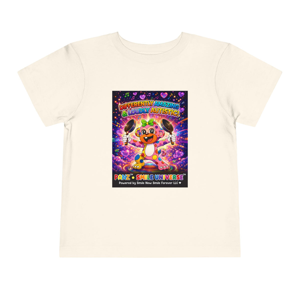 Panz™ Toddler Short Sleeve Tee – "Differently Amazing & Loudly Autistic!" Graphic | Smile Universe Collection