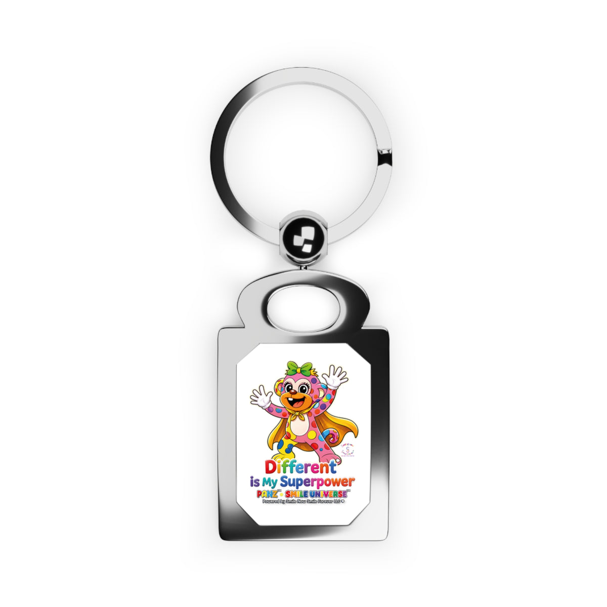 Panz™ Rectangle Photo Keyring – "Different is My Superpower" Graphic | Smile Universe Collection
