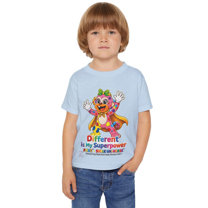 Panz™ Heavy Cotton™ Toddler T-Shirt – "Different is My Superpower" Graphic | Smile Universe Collection