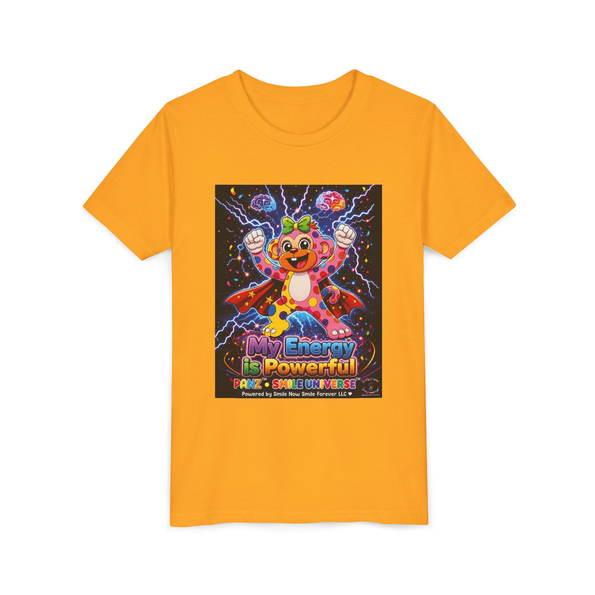 Panz™ Youth Short Sleeve Tee – "My Energy is Powerful" Graphic Tee | Smile Universe Collection