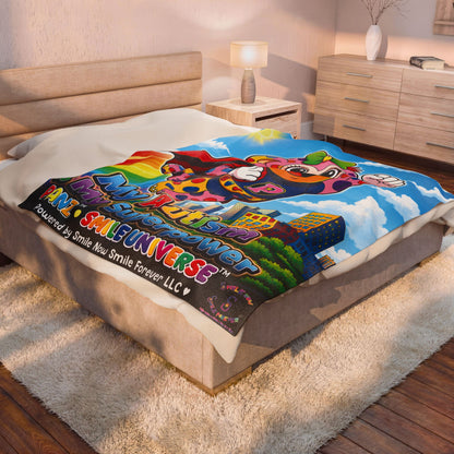Panz™ Velveteen Plush Blanket – "My Autism is My Superpower" Graphic | Smile Universe Collection