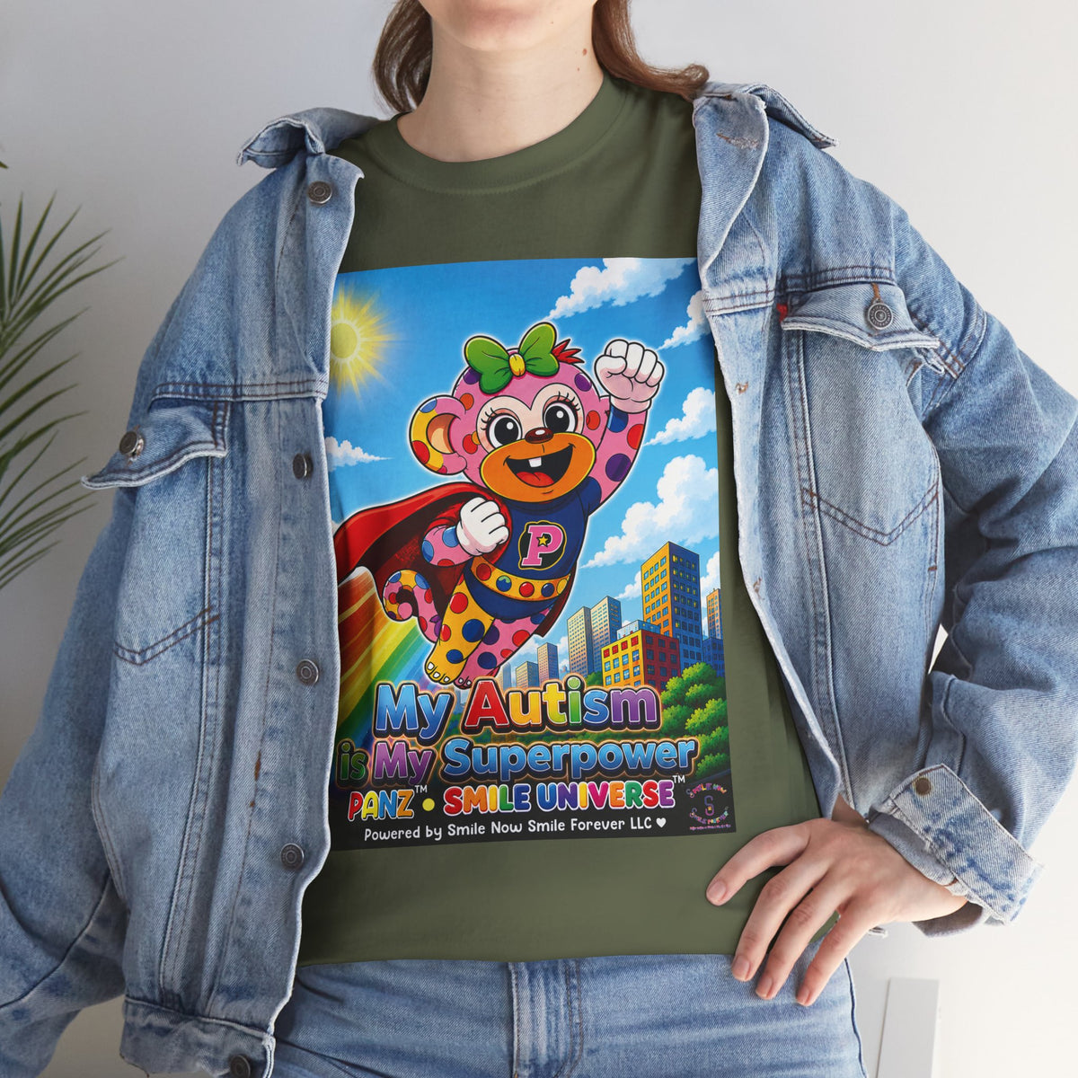 Panz™ Unisex Heavy Cotton™ Tee – "My Autism is My Superpower" Graphic | Smile Universe Collection