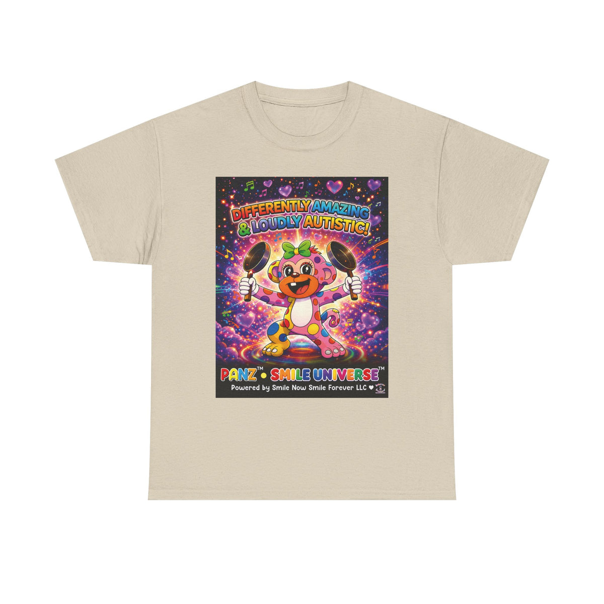 Panz™ Unisex Heavy Cotton™ Tee – "Differently Amazing & Loudly Autistic!" Graphic | Smile Universe Collection