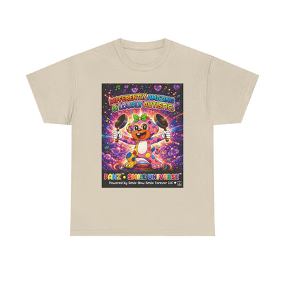 Panz™ Unisex Heavy Cotton™ Tee – "Differently Amazing & Loudly Autistic!" Graphic | Smile Universe Collection
