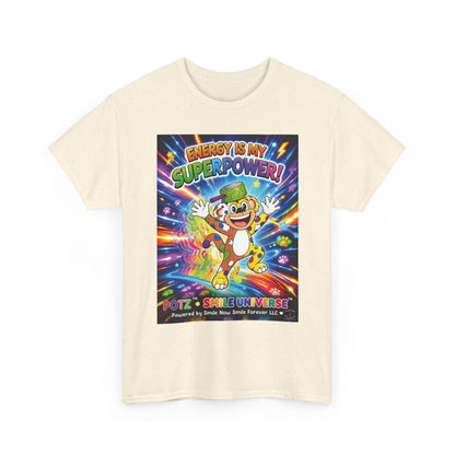 Potz™ Unisex Heavy Cotton™ Tee – "Energy is My Superpower!" Graphic Tee | Smile Universe Collection