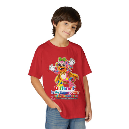 Panz™ Youth DryBlend® T-Shirt – "Different is My Superpower" Graphic | Smile Universe Collection