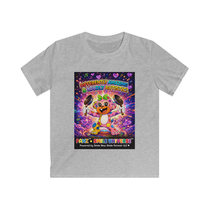 Panz™ Kids Softstyle Tee – "Differently Amazing & Loudly Autistic!" Graphic | Smile Universe Collection
