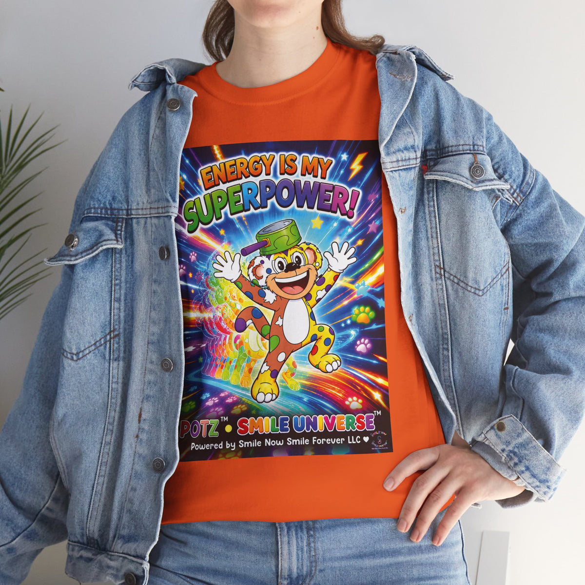 Potz™ Unisex Heavy Cotton™ Tee – "Energy is My Superpower!" Graphic Tee | Smile Universe Collection