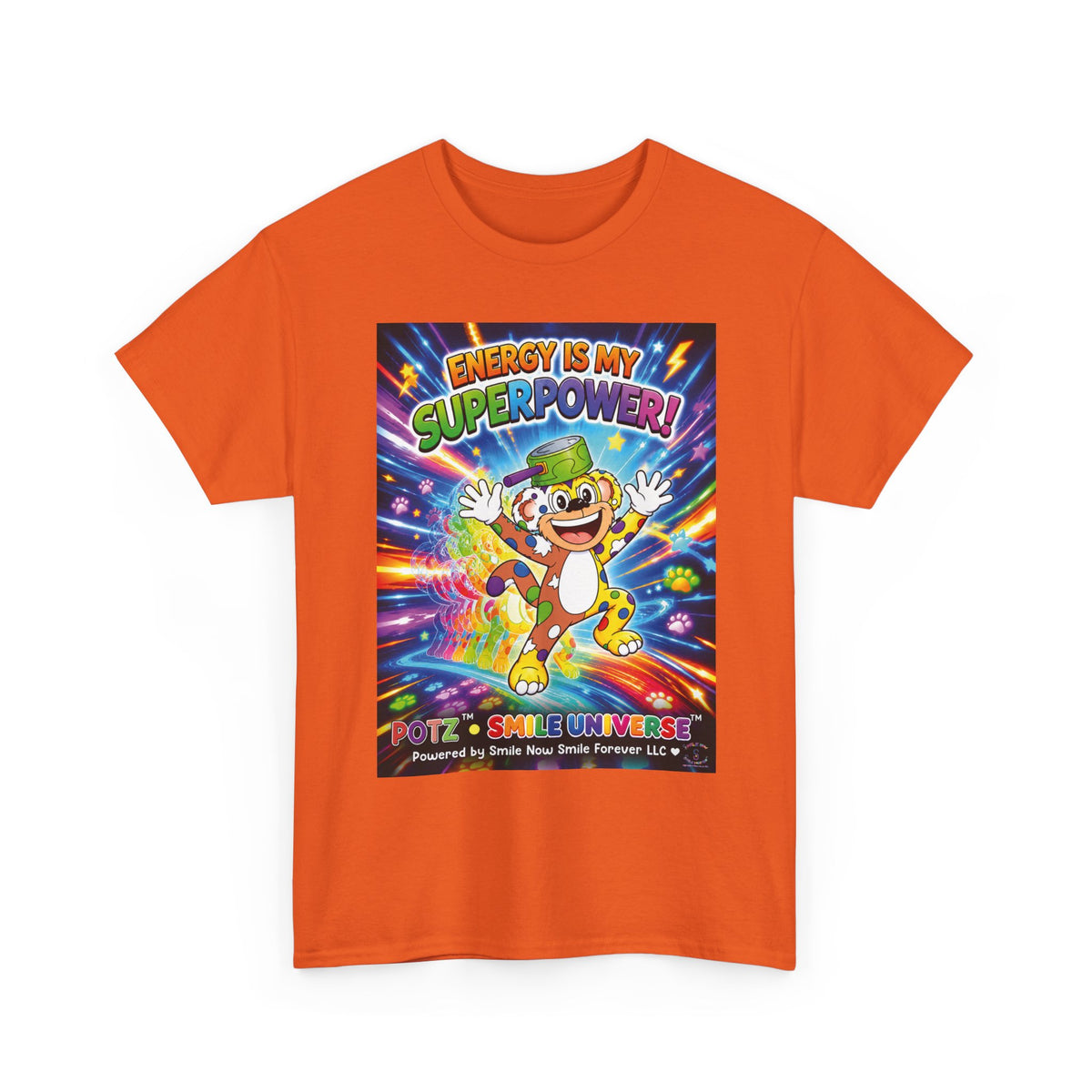 Potz™ Unisex Heavy Cotton™ Tee – "Energy is My Superpower!" Graphic Tee | Smile Universe Collection
