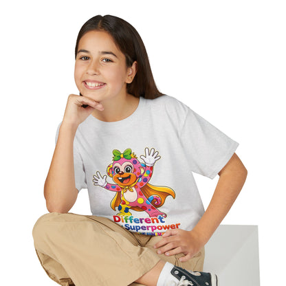Panz™ Youth DryBlend® T-Shirt – "Different is My Superpower" Graphic | Smile Universe Collection