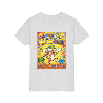 Potz™ Youth Short Sleeve Tee – "My ADHD Brain is Full of Brilliant Ideas!" Graphic Tee | Smile Universe Collection