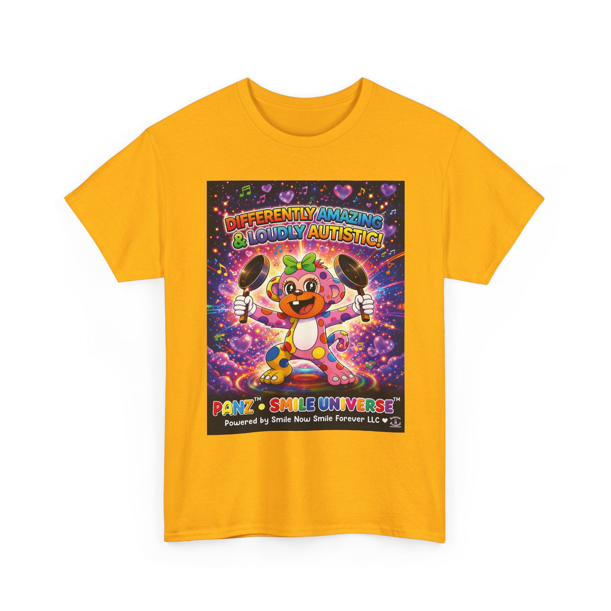 Panz™ Unisex Heavy Cotton™ Tee – "Differently Amazing & Loudly Autistic!" Graphic | Smile Universe Collection