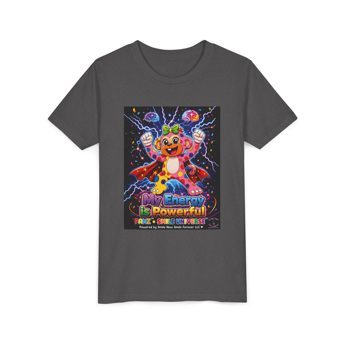Panz™ Youth Short Sleeve Tee – "My Energy is Powerful" Graphic Tee | Smile Universe Collection