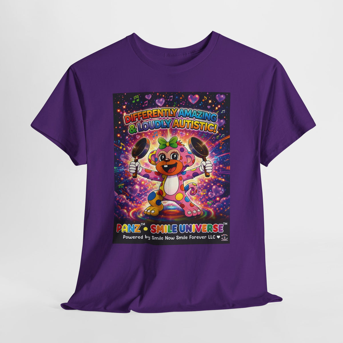 Panz™ Unisex Heavy Cotton™ Tee – "Differently Amazing & Loudly Autistic!" Graphic | Smile Universe Collection