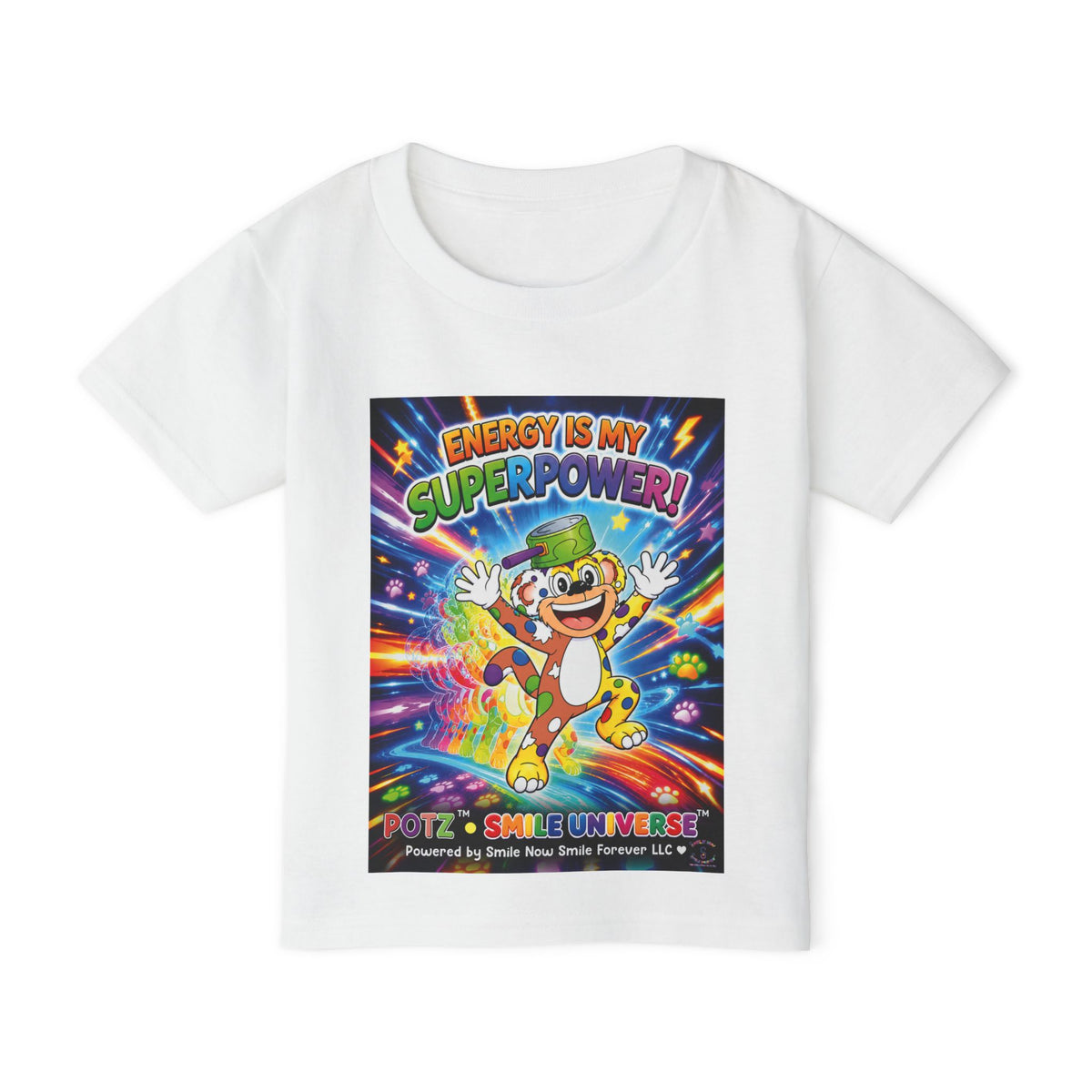 Potz™ Heavy Cotton™ Toddler T-Shirt – "Energy is My Superpower!" Graphic Tee | Smile Universe Collection