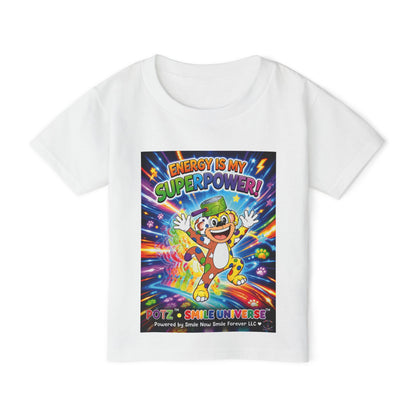 Potz™ Heavy Cotton™ Toddler T-Shirt – "Energy is My Superpower!" Graphic Tee | Smile Universe Collection