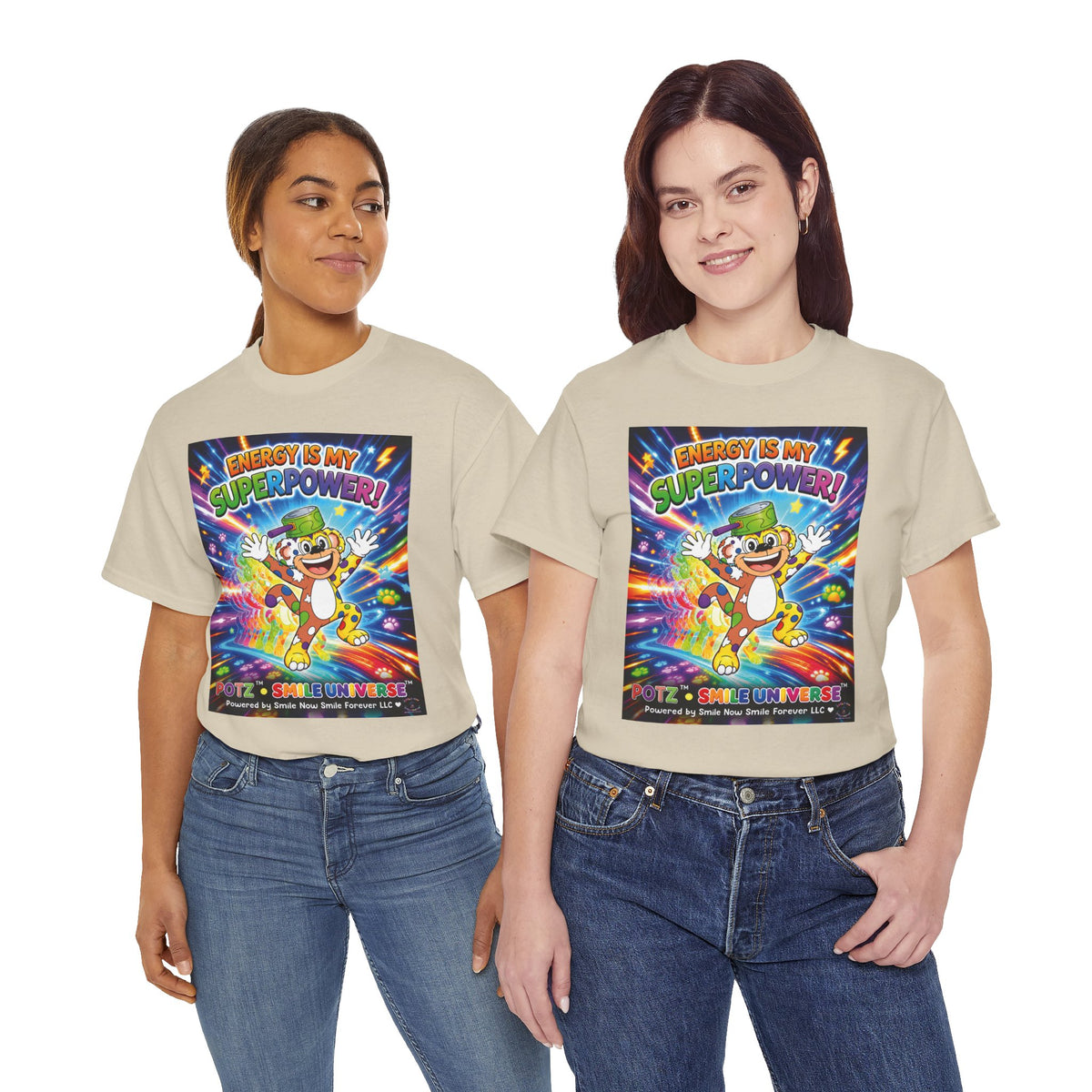 Potz™ Unisex Heavy Cotton™ Tee – "Energy is My Superpower!" Graphic Tee | Smile Universe Collection
