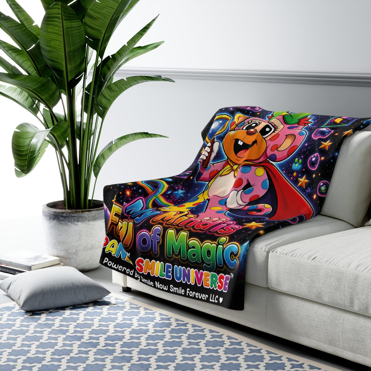 Panz™ Sherpa Fleece Blanket – "My Mind is Full of Magic" Graphic | Smile Universe Collection