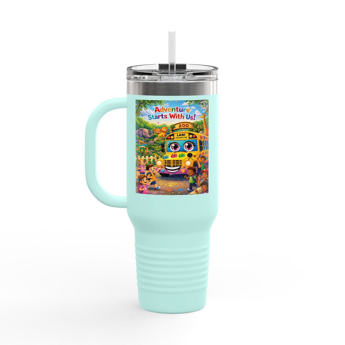 Lani™ 40oz Insulated Travel Mug – "Adventure Starts With Us!" Graphic