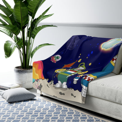 TuBz™ Sherpa Fleece Blanket – "Houston, No Problem Here!" Graphic | Smile Universe Collection