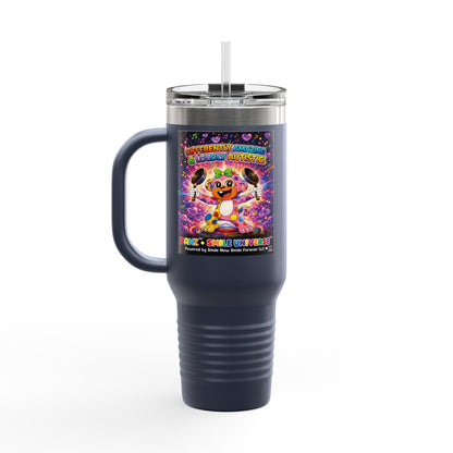 Panz™ 40oz Insulated Travel Mug – "Differently Amazing & Loudly Autistic!" Graphic | Smile Universe Collection