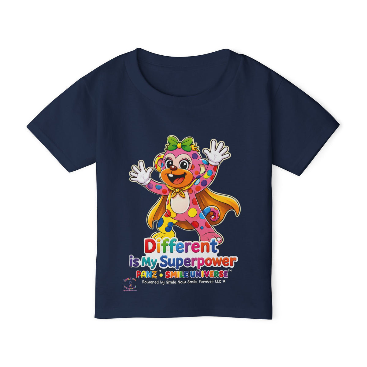 Panz™ Heavy Cotton™ Toddler T-Shirt – "Different is My Superpower" Graphic | Smile Universe Collection