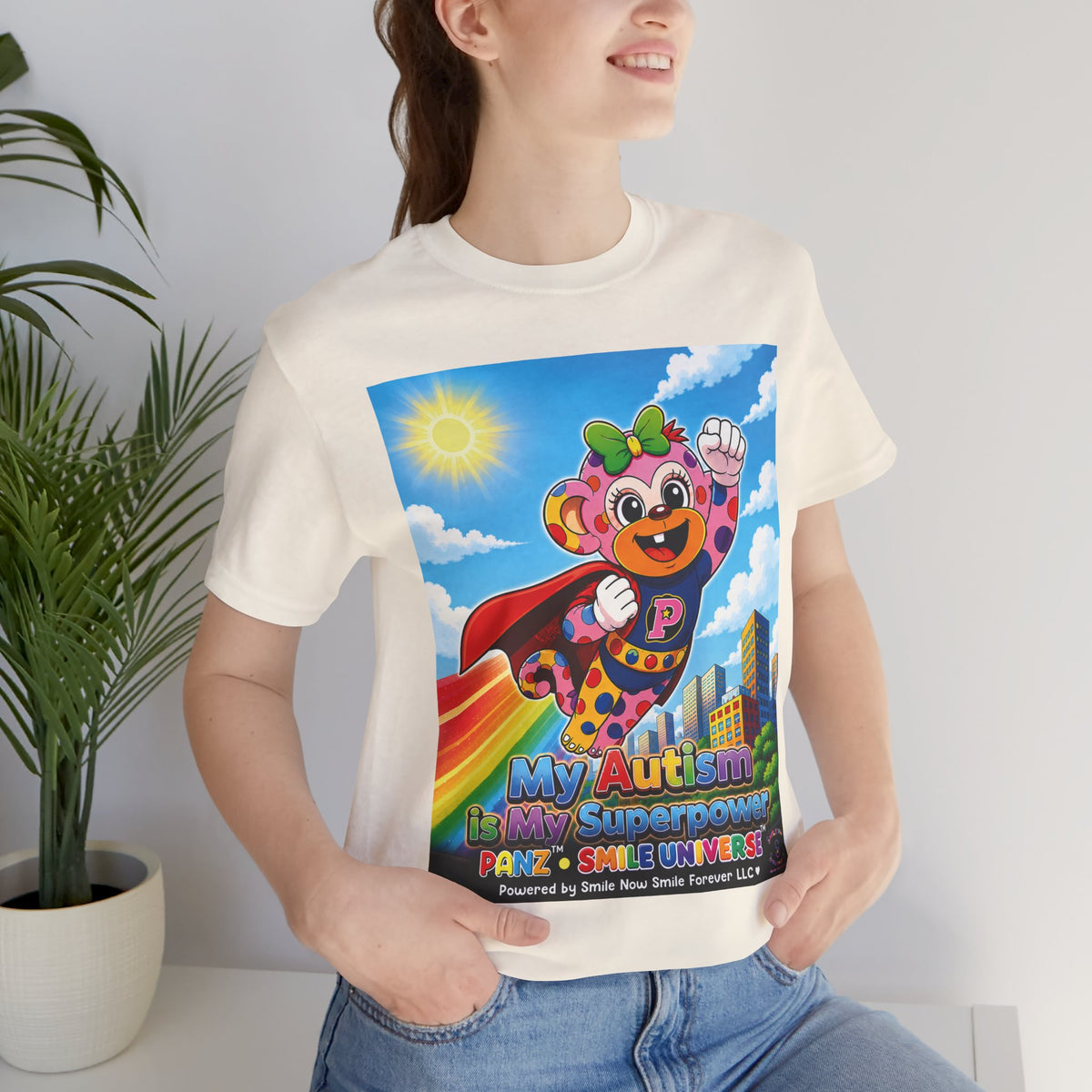 Panz™ Unisex Jersey Short Sleeve Tee – "My Autism is My Superpower" Graphic | Smile Universe Collection