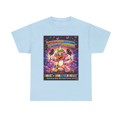 Panz™ Unisex Heavy Cotton™ Tee – "Differently Amazing & Loudly Autistic!" Graphic | Smile Universe Collection